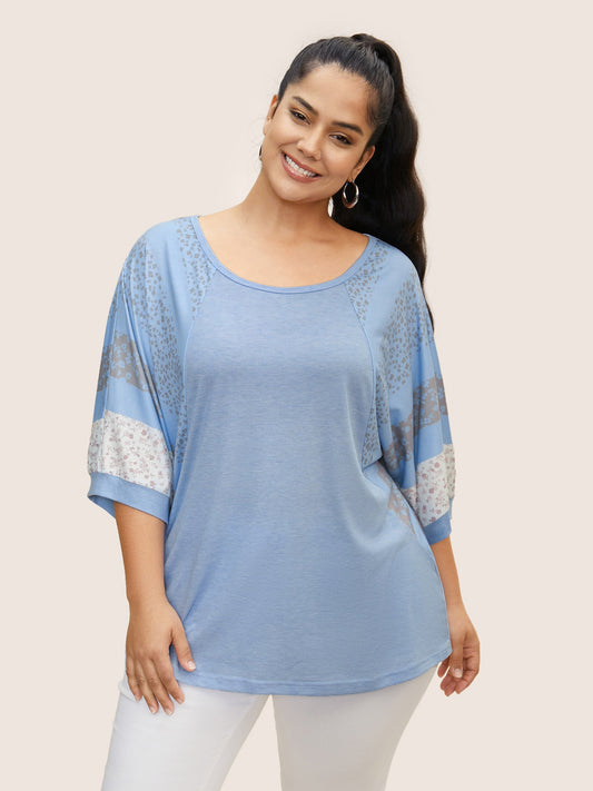 Bandana Print Patchwork Raglan Sleeve T-shirt