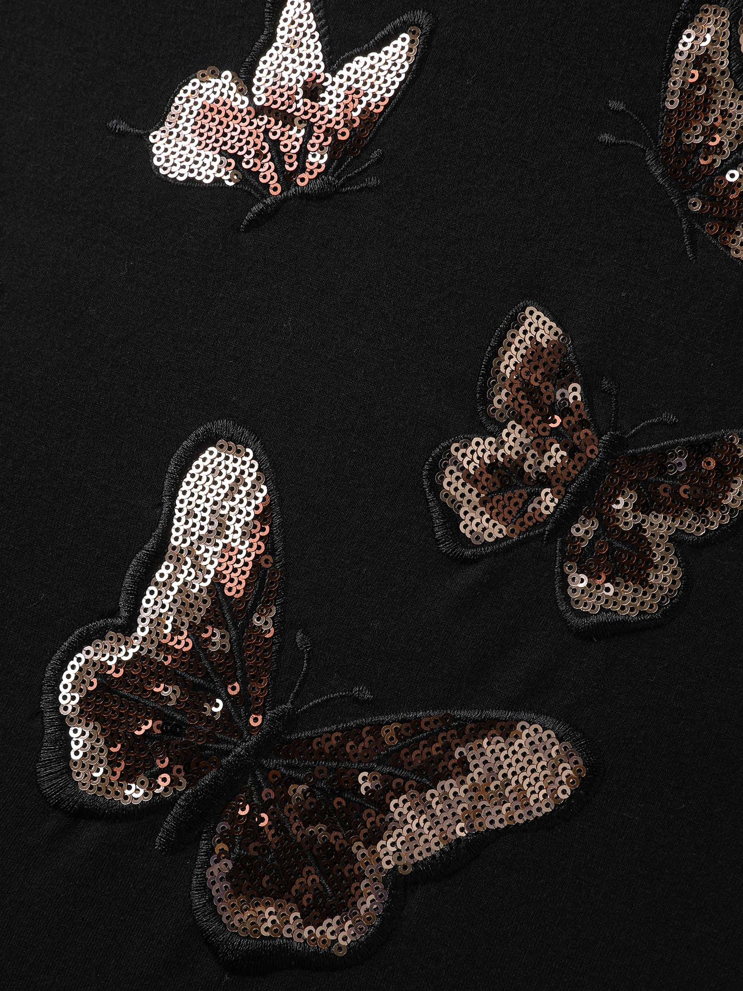 Butterfly Sequin Embroidery Relaxed-Fit Sweatshirt