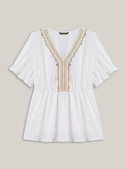 Contrast Webbing Shell Detail Blouse