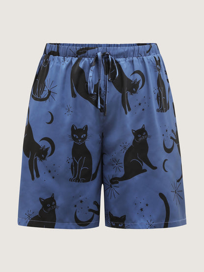 Cats Pockets Stretchy Print Co-ord Set