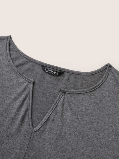 Plain Arc Hem Notched Dolman Sleeve Sleep Top