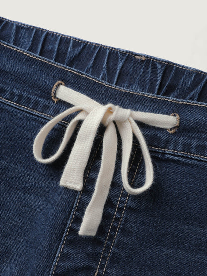 Waist Drawstring Straight-Leg Jeans