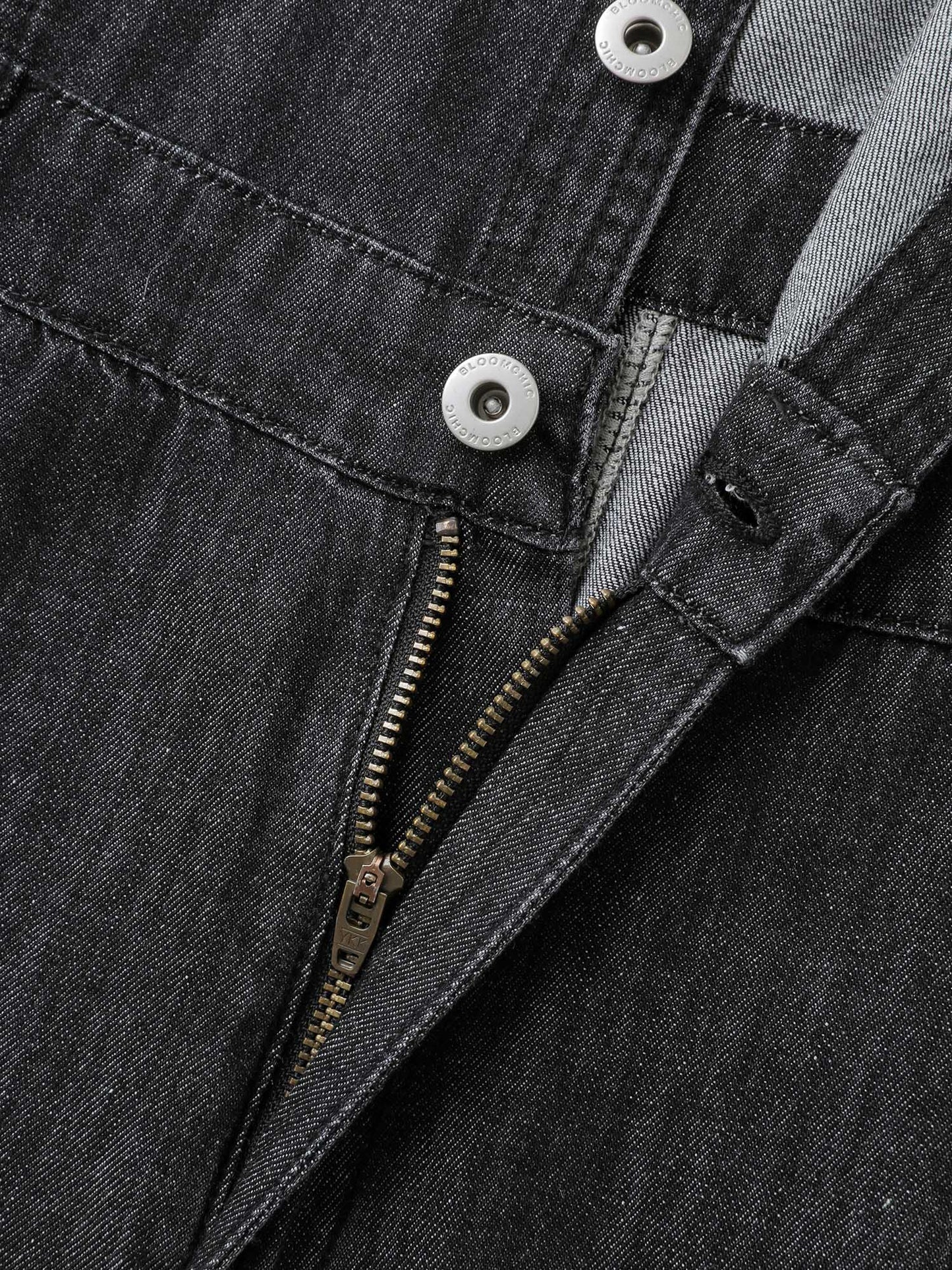 Button Placket Pockets Denim Jumpsuit