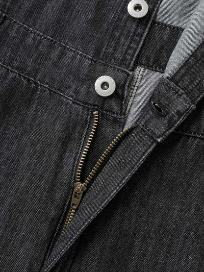 Button Placket Pockets Denim Jumpsuit