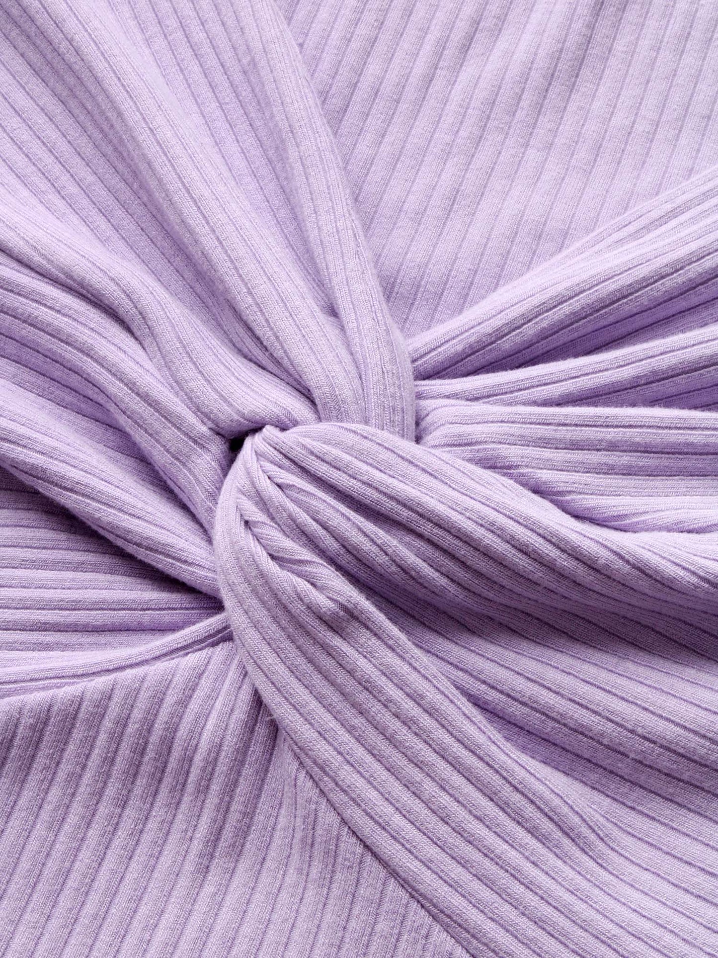 Plain Textured Rib Knit Twist Front T-shirt