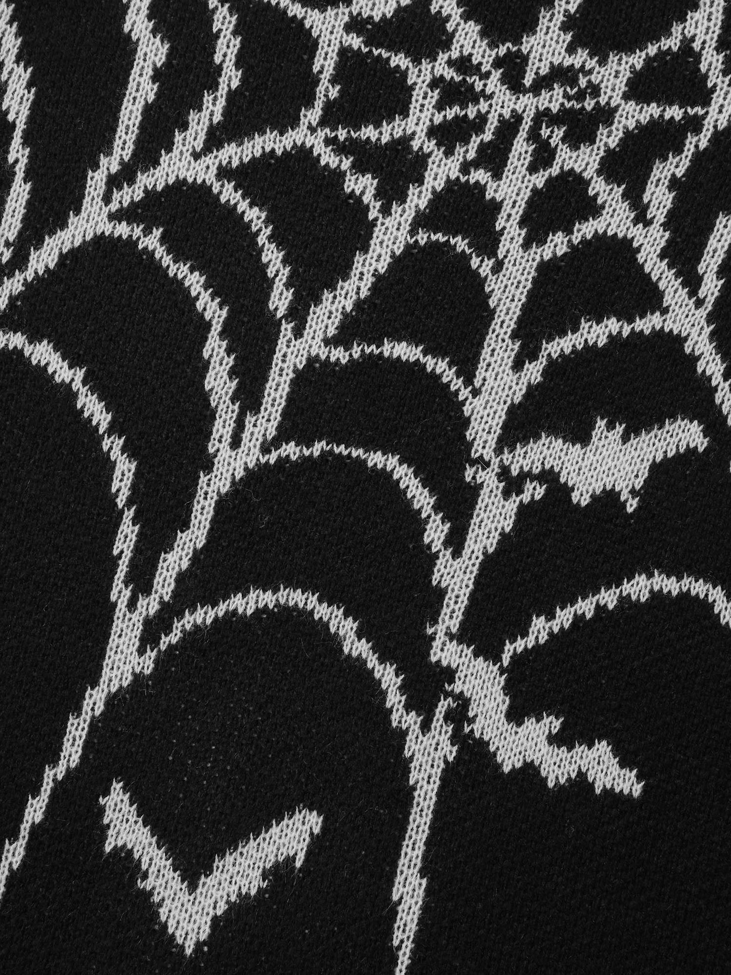 Spiderweb Bat Jacquard Pockets Knit Cardigan