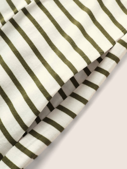 Stripes Round Neck Split Side Pocket Dress