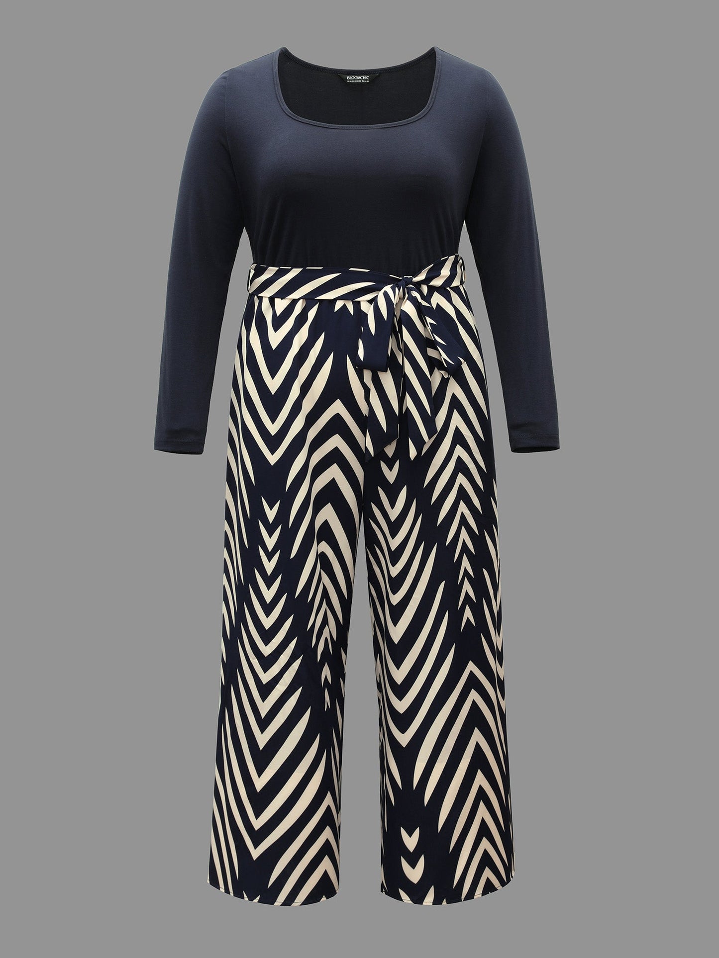 Supersoft Geometric Block Stretchy-Waist Jumpsuit