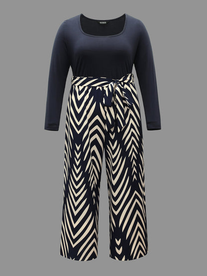 Supersoft Geometric Block Stretchy-Waist Jumpsuit