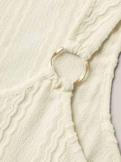 Textured Metal Ring Sheer Tank Top