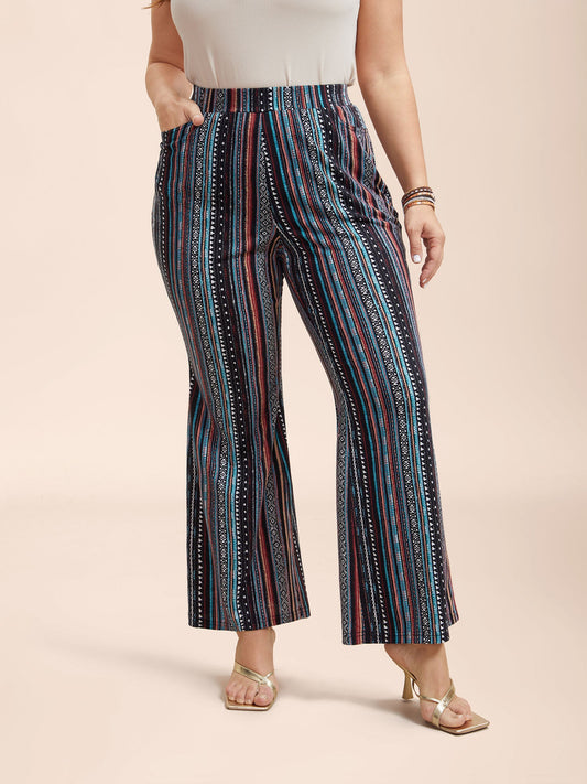 Floral Pattern Midi-Rise Bootcut Legging