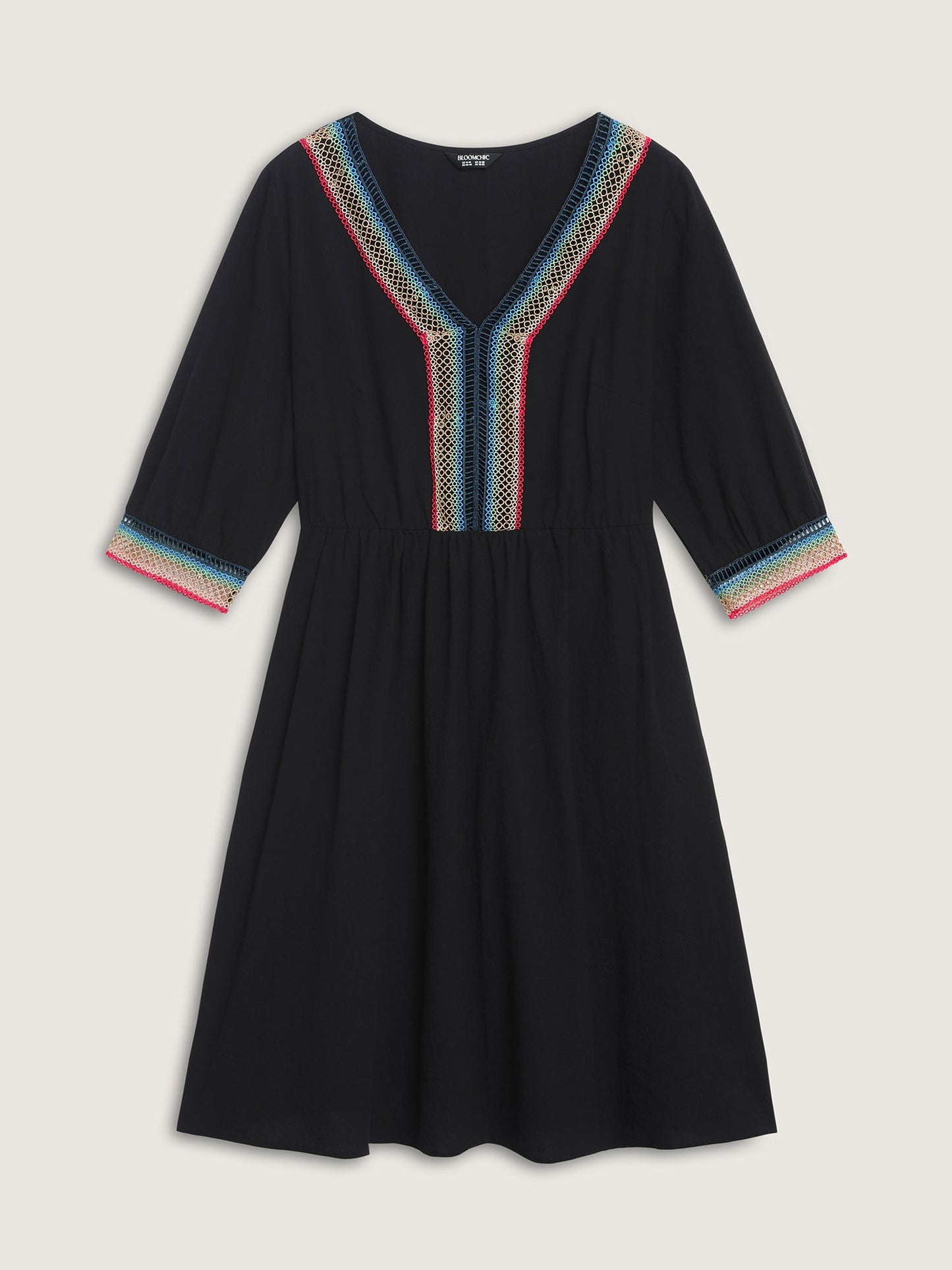 Pure Cotton Colorful Lace Midi Dress