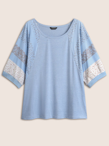 Bandana Print Patchwork Raglan Sleeve T-shirt
