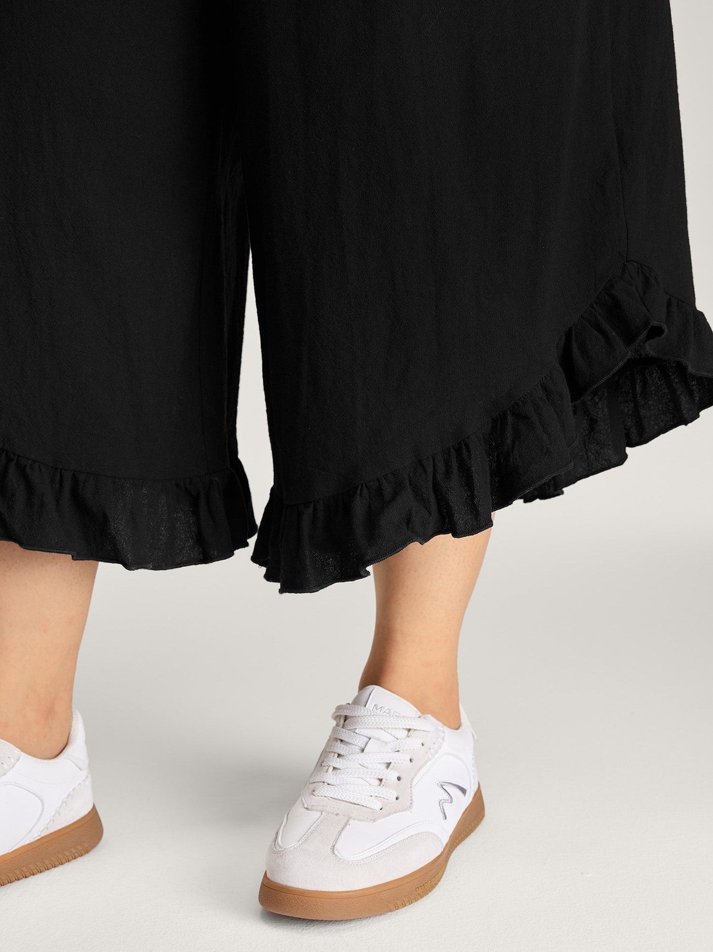Pure Cotton Ruffled Hem Pockets Jumpsuit