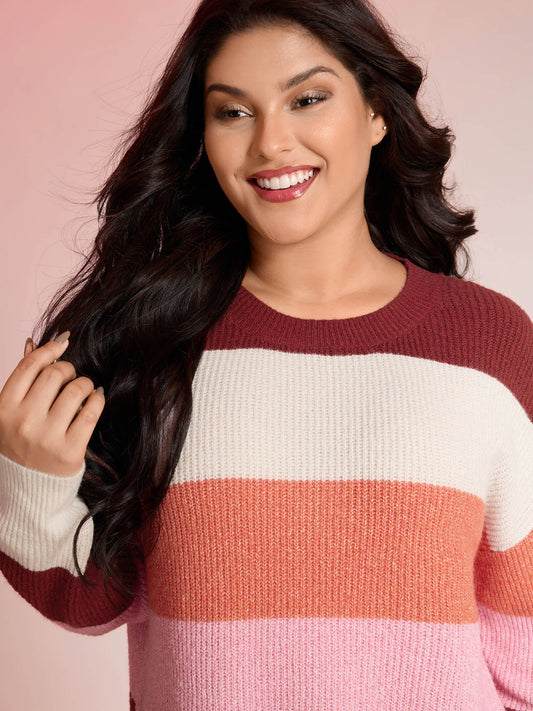 Supersoft Superstretchy Color Stripe Textured Pullover