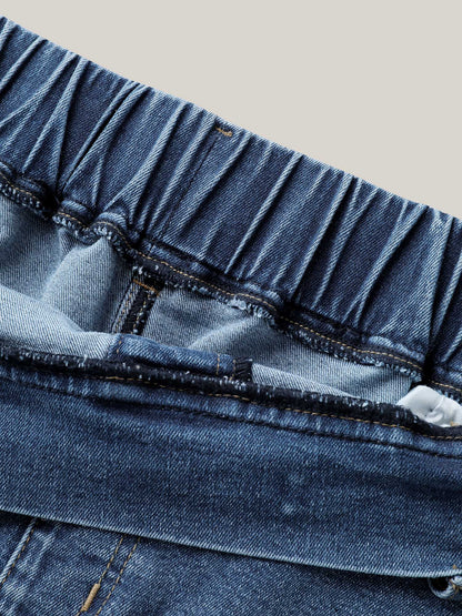 Stretchy Waistband Pull-On Denim Skirt