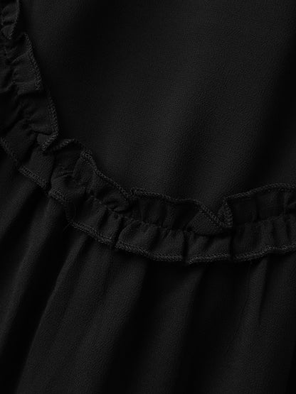 Ruffled Trim Sheer Midi Skirt
