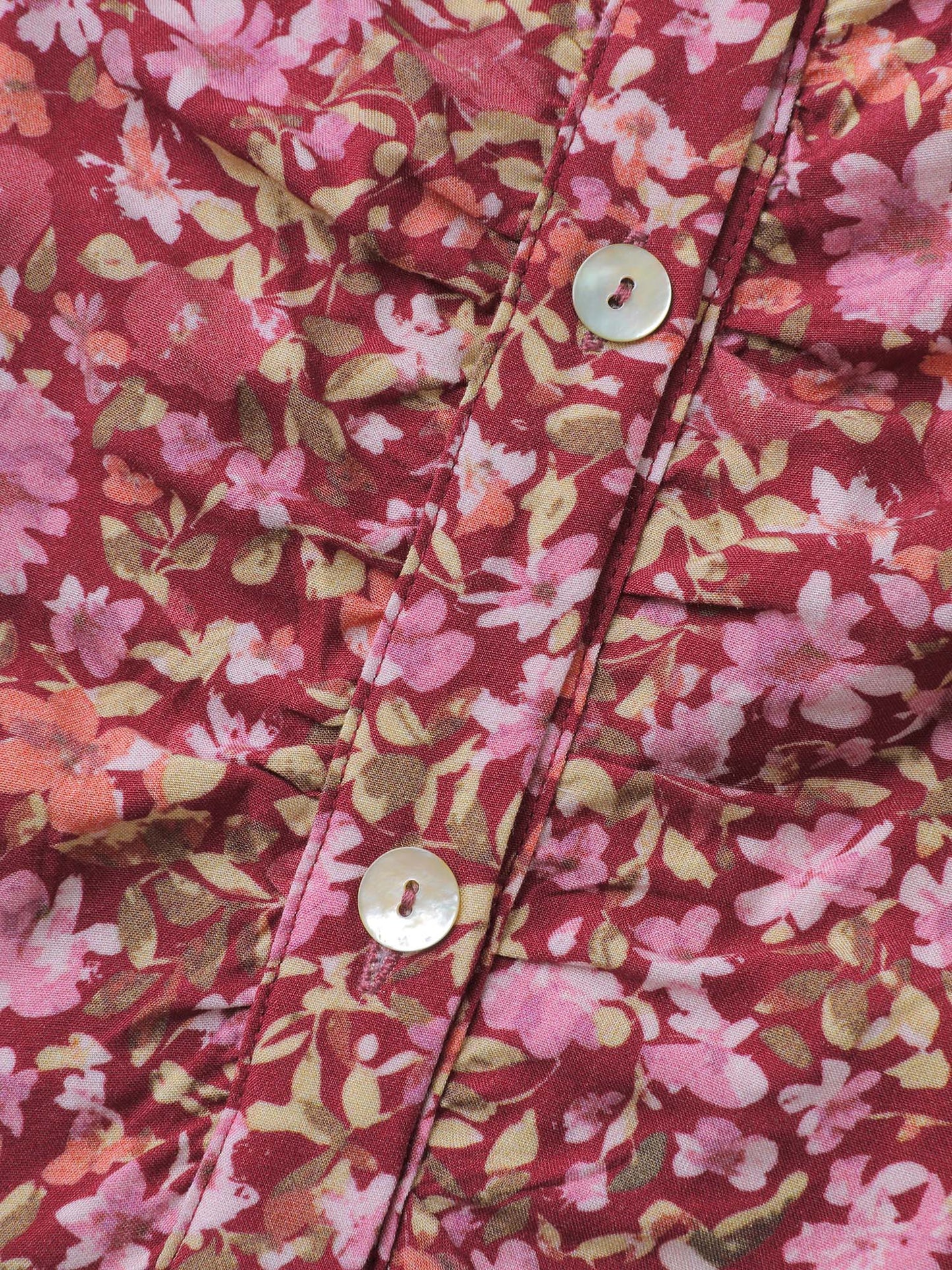 Fall Florals Gather Bust Button Maxi Dress