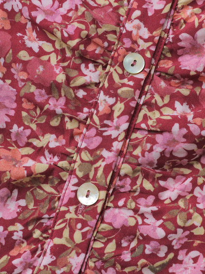 Fall Florals Gather Bust Button Maxi Dress