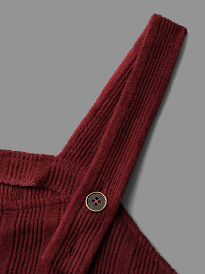 Textured Pockets Straight Leg Overall