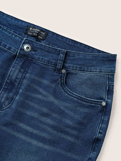 Dark Wash Pocket Slim Cropped Jeans