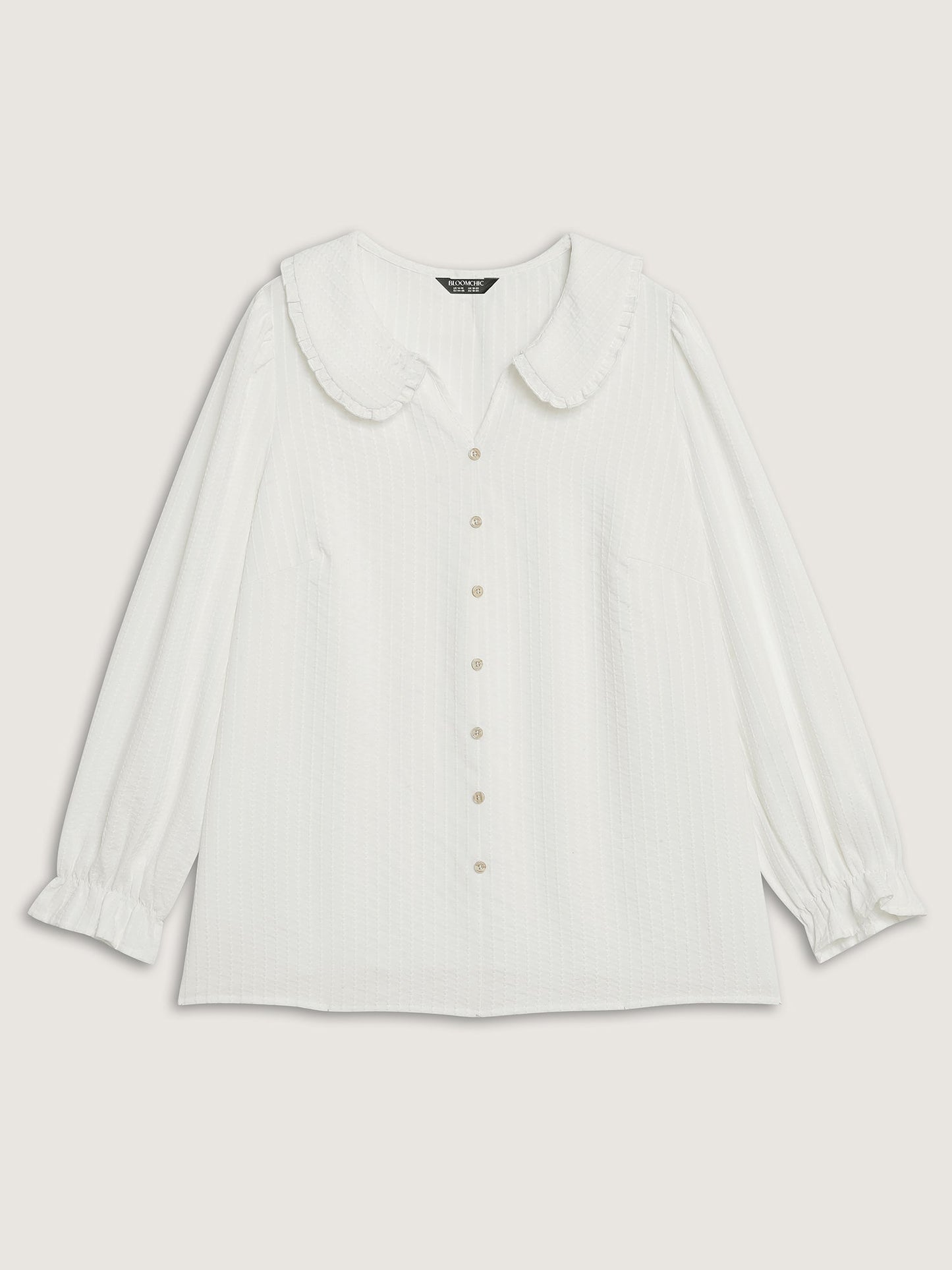 Textured Doll-Collar Button Detail Blouse