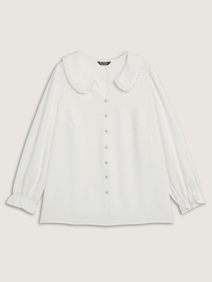 Textured Doll-Collar Button Detail Blouse