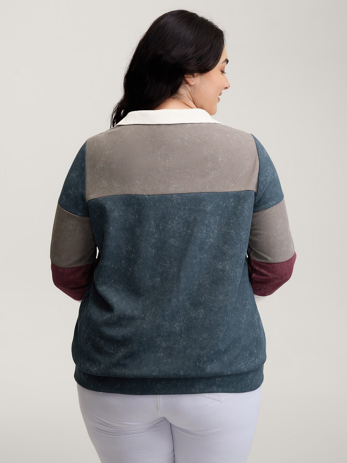 Color Stripes Half-Zipper Sweatshirt