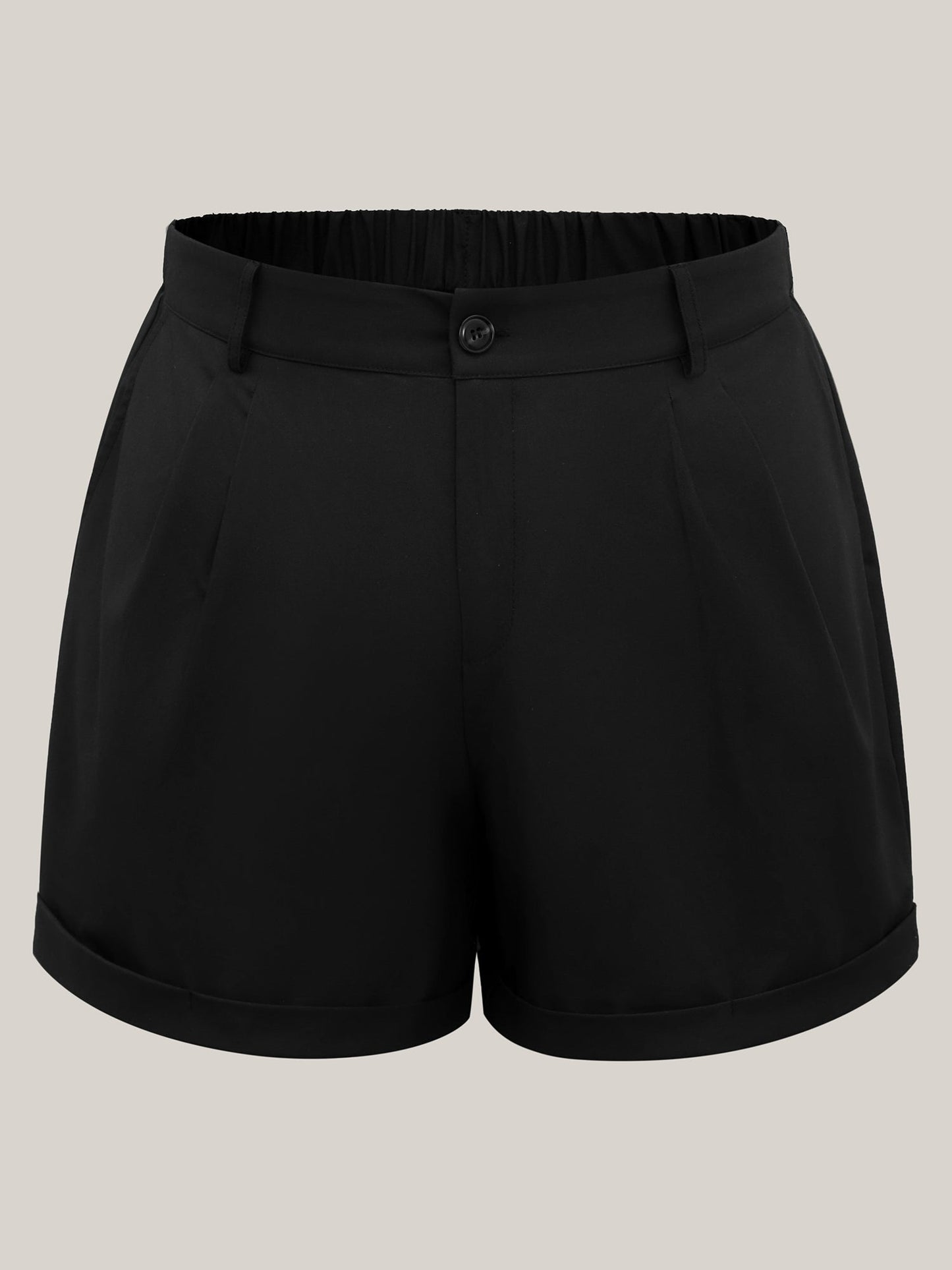 Rolled Hem Straight-Leg Solid Pants