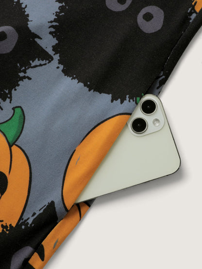 Pumpkin Everywhere Print Wide-Leg Jumpsuit