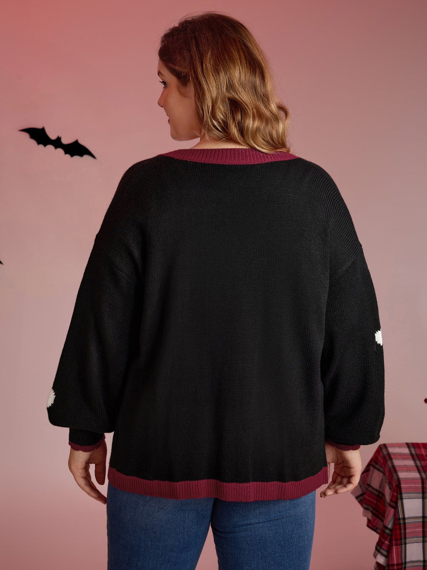 Happy Ghost Curvy Hem Open-Front Cardigan