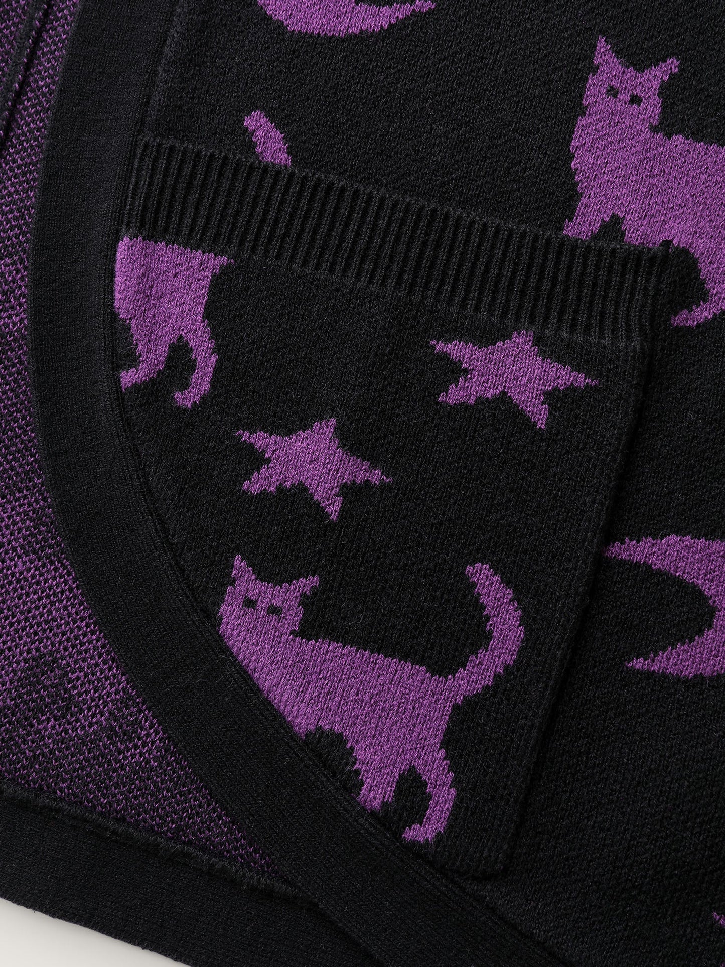 Halloween Jacquard Print Pockets Knit Cardigan