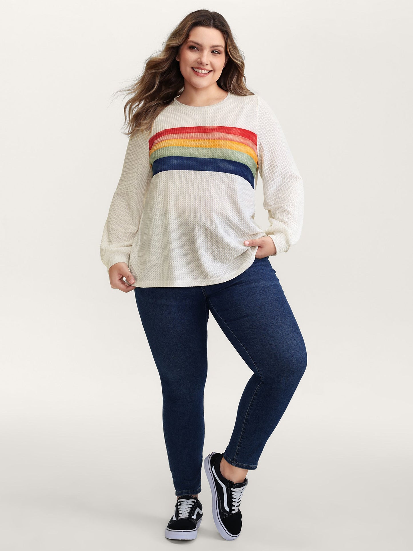 Rainbow Stripes Textured T-Shirt