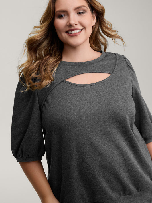 Heather Neckline Cut-Out Sweatshirt
