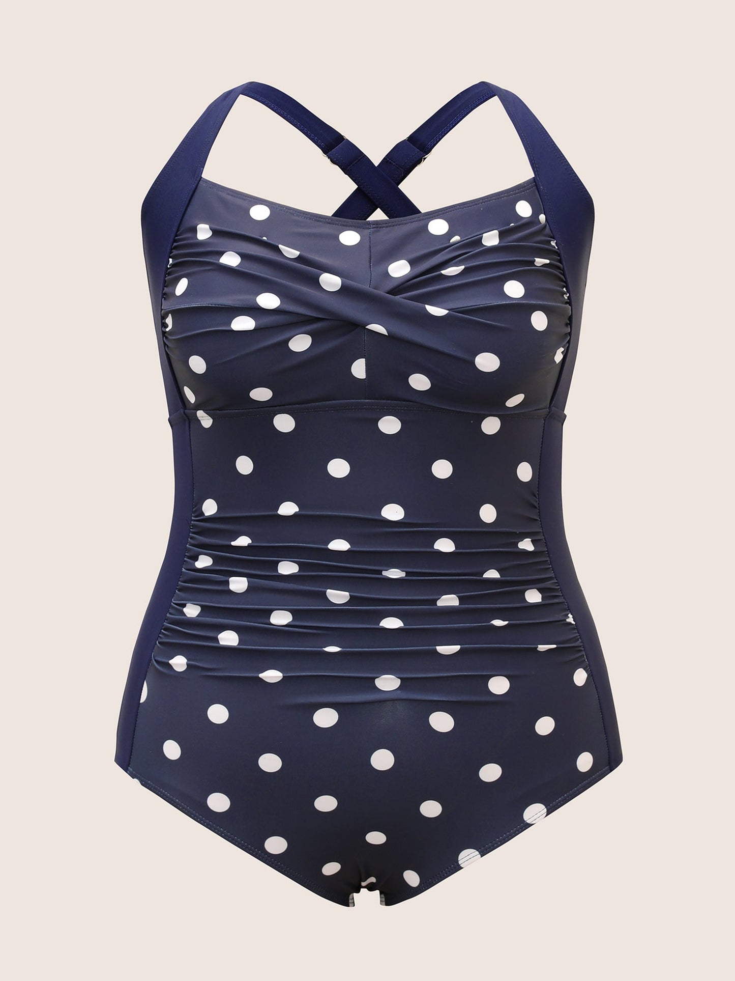 Polka Dot Patchwork Crossover One Piece Swimsuit