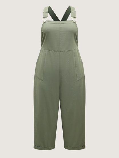 Pure Cotton Cuffed Hem Stretchy Waist Jumpsuit