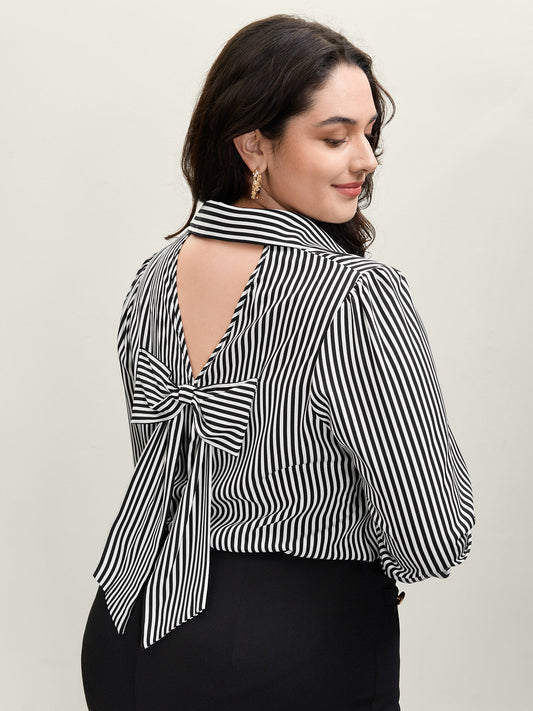 Striped Bow-Tie Button-Down Shirt