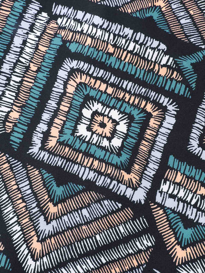 Geometric Print V-Neck Relaxed Fit Blouse