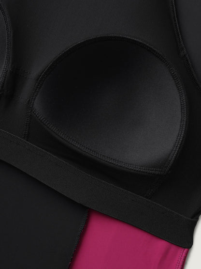 Color Block Sculpted Raglan Swim Top