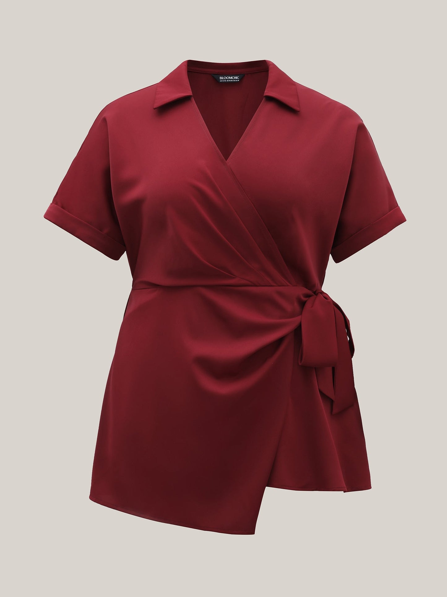 Side Knotted Collar Plain Shirt