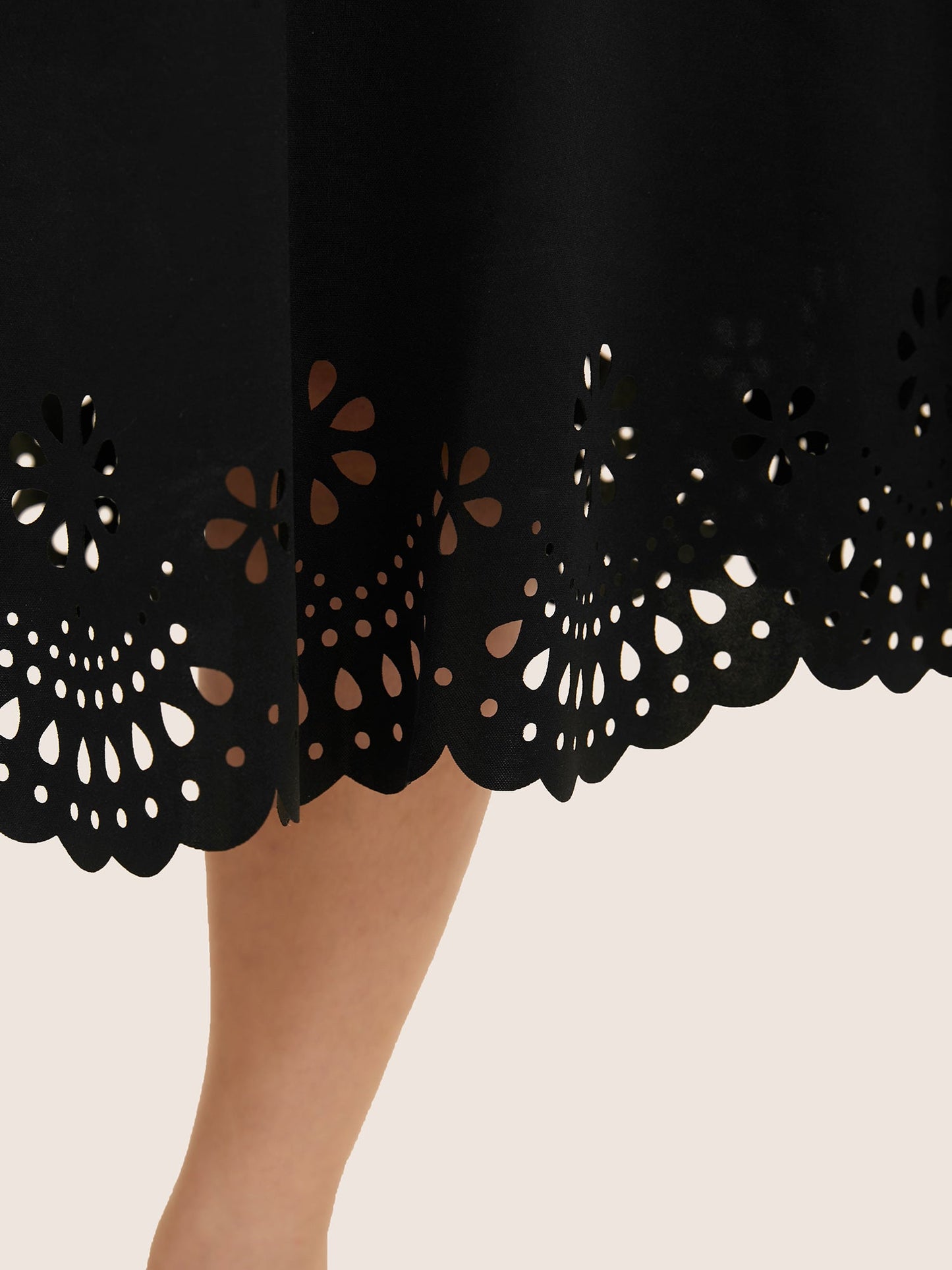 Laser Cut Elastic Waist Pocket Skirt