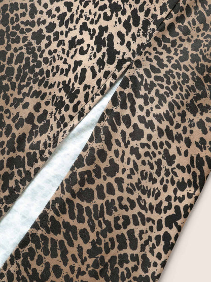 Leopard Print Split Hem Cami Sleep Dress