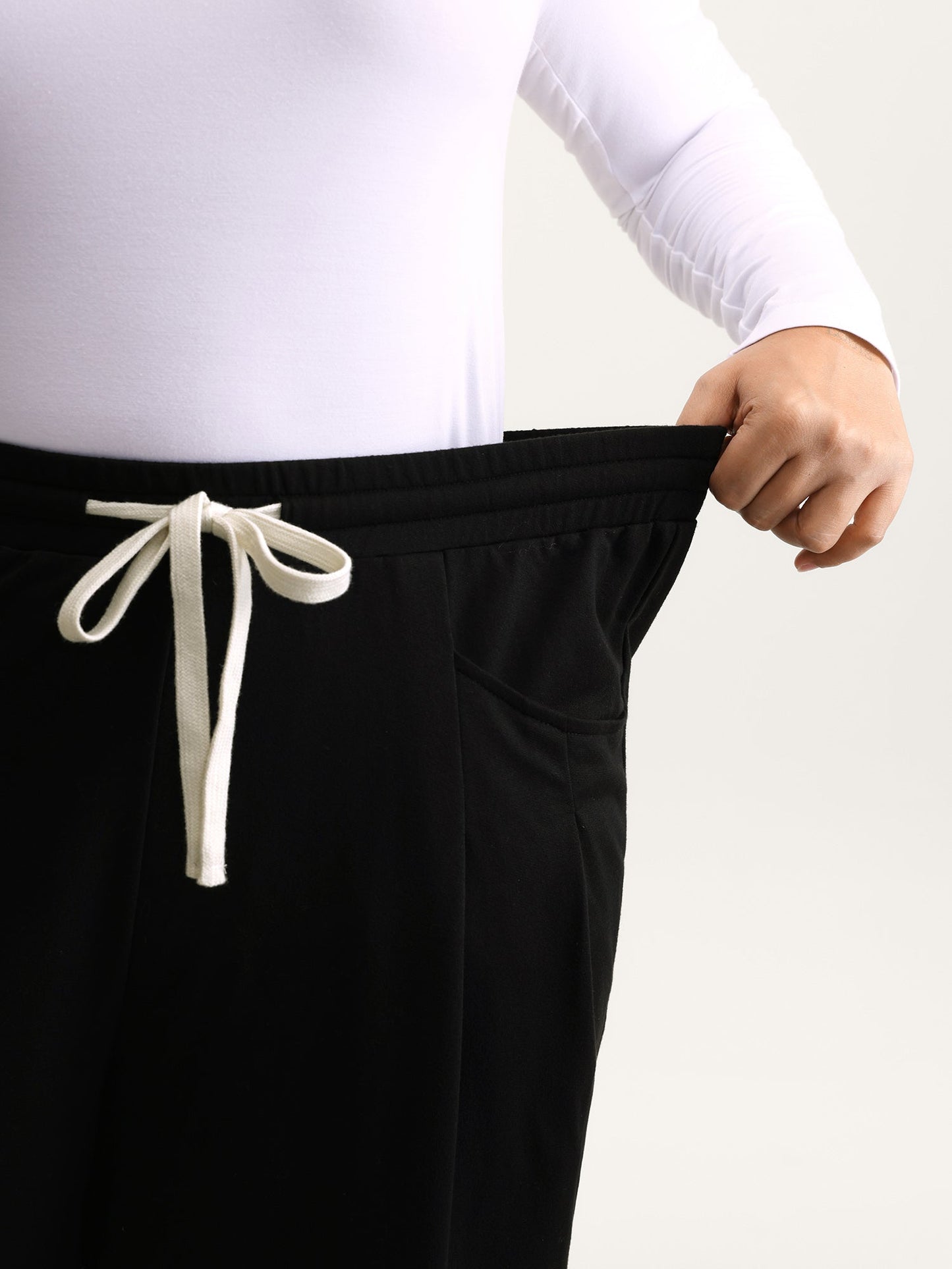 Drawstring Waist Straight-Leg Pants