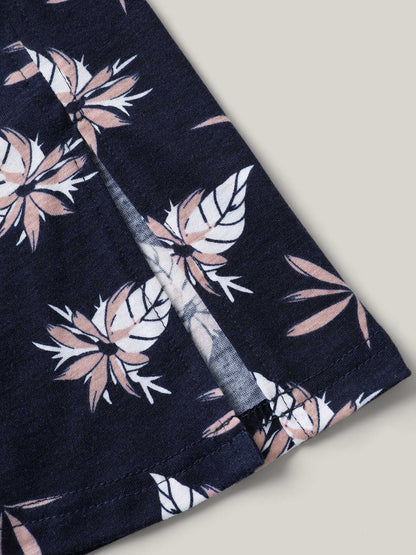 Floral Print Lotus Leaf Sleeve Knit Top