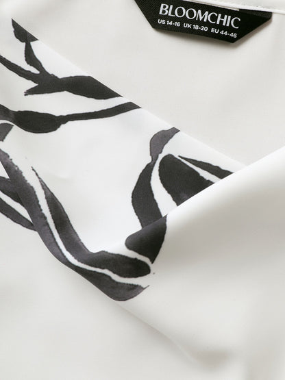 Cowl Neck Lily Print Split Hem Cami Top