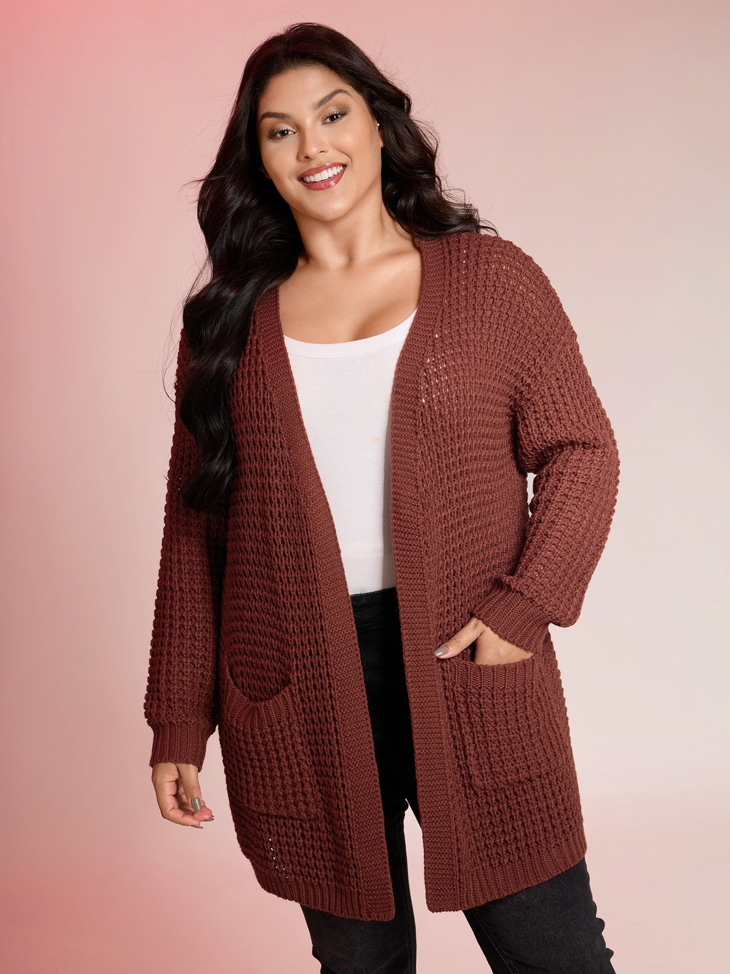 Vintage Textured Pockets Knit Cardigan