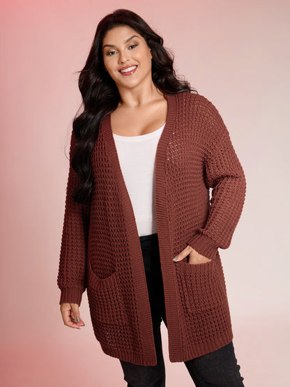 Vintage Textured Pockets Knit Cardigan