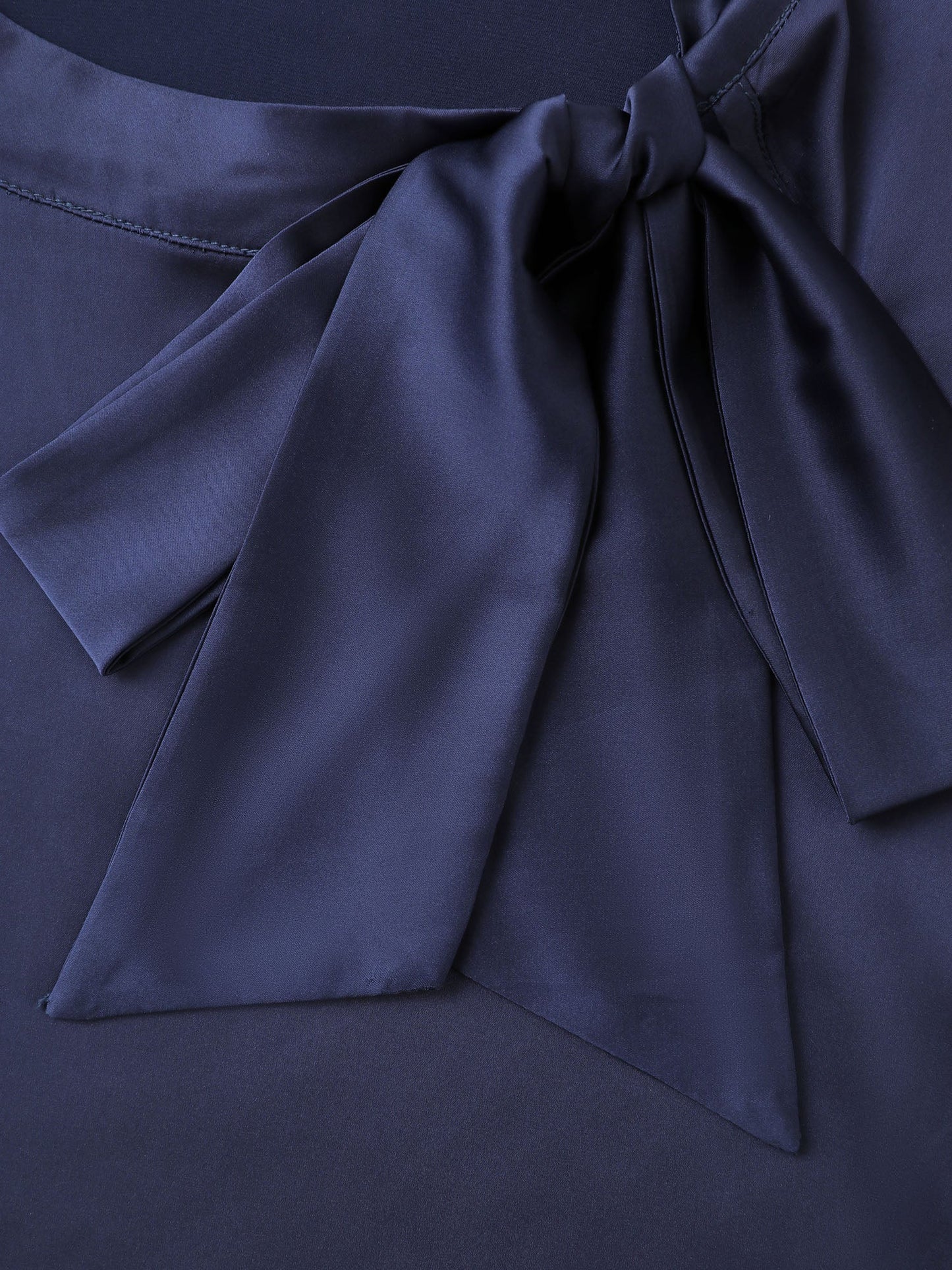 Satin Ribbon Knot Mock Neck Blouse
