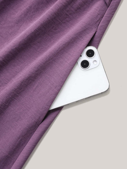 Solid Surplice Neck Pockets Midi Dress