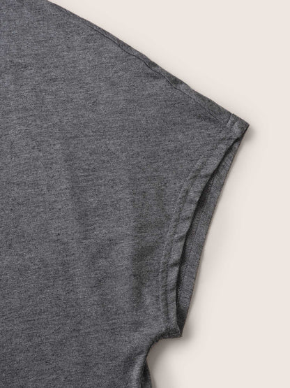 Plain Arc Hem Notched Dolman Sleeve Sleep Top